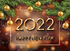 2022年元旦贺卡、日历、请柬、节日背景。矢量插图。