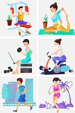 健身运动合集插画图片大小2000x3020px 图片尺寸2.76 MB 来自PNG搜索网 pngss.com 免费免扣png素材下载！锻炼身体#健身运动#健身运动合集#卡通插画#卡通手绘#练瑜伽#骑单车#体育运动#哑铃#