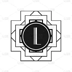 极简构图,印有花压字品牌,Art Deco风格,几何形状,华贵,信函,直的,模板,现代