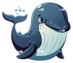 鲸鱼卡通-小鲸鱼，大眼睛，微笑，蓝色