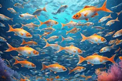 鱼群小鱼海水自然海洋生物插画图片