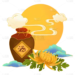 手绘国潮重阳节元素3