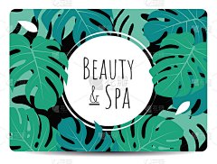 美容和水疗沙龙的怪物树叶旗帜背景