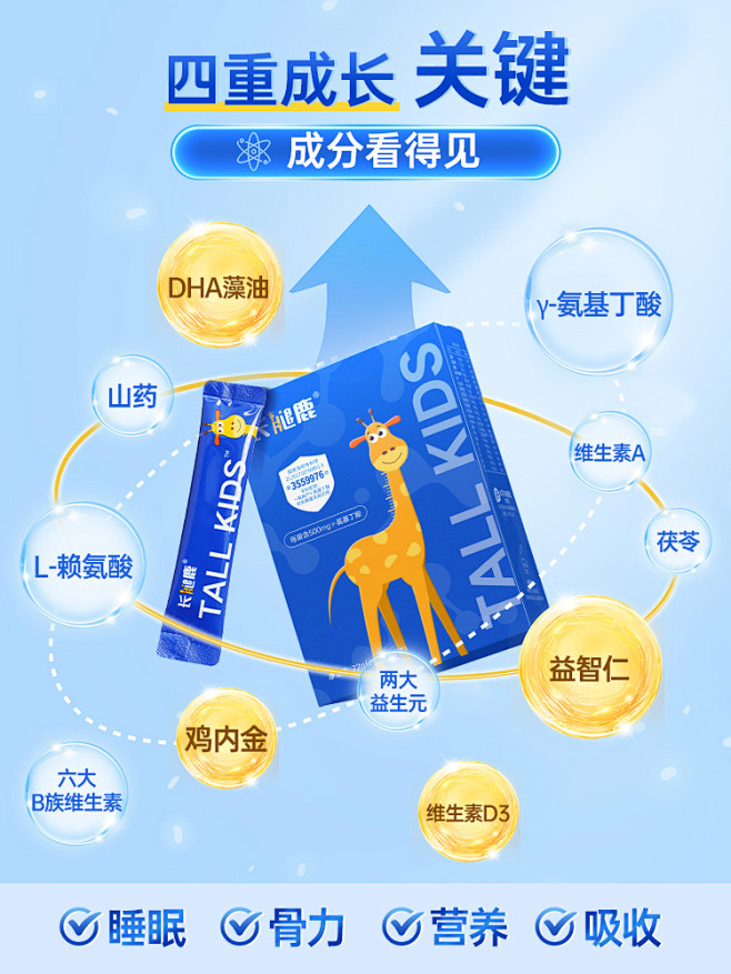 长腿鹿益智仁伽马氨基丁酸γ儿童青少年ga...