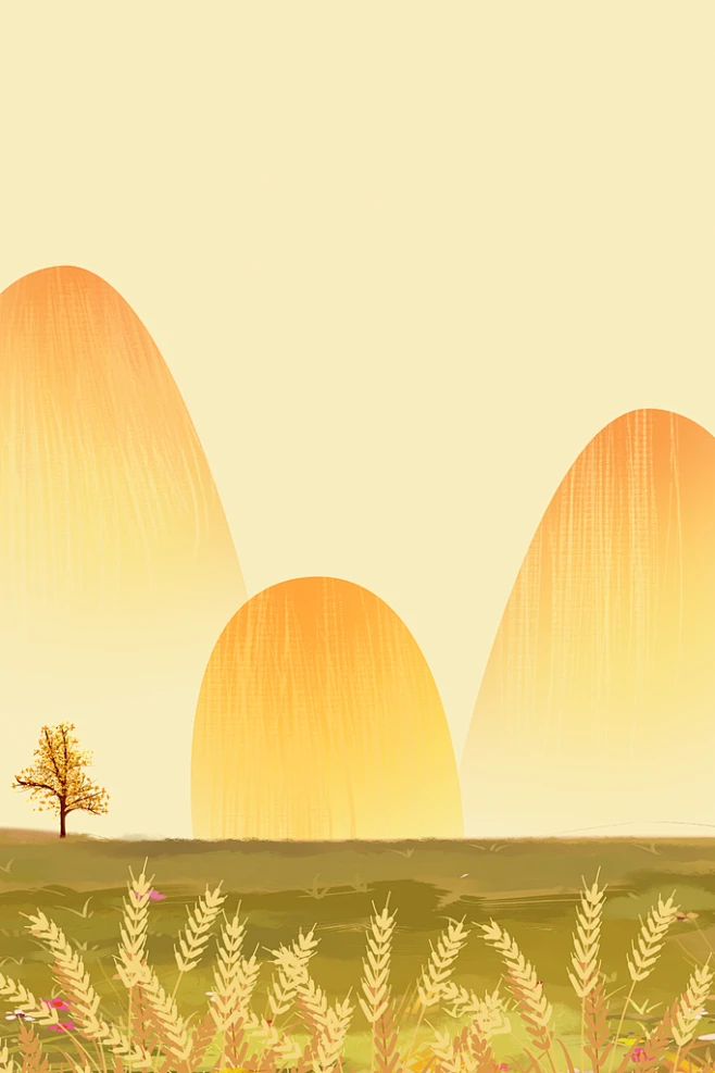 唯美秋季秋天插画背景素材