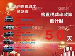 购置税  - 源文件下载【酷图网】购置税减半,倒计时,红旗汽车,红色背景,促销,海报,立牌,礼盒,红旗H5,红旗H9,