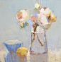 Barbara Flowers, "Flowers and Lemon" - 24x24, oil on canvas - at Principle Gallery Charleston