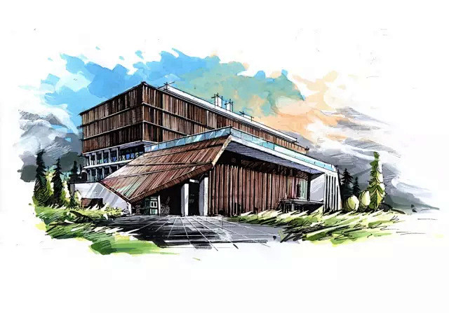 建筑手绘45张色色的手绘图画画就得足够色才行