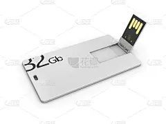 空白白色塑料usb卡模型，3d插图。访问闪存的名片模拟