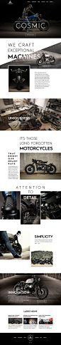 Clean and simple web design with creative typography for a motorcycle company.