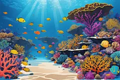 小鱼珊瑚海水小鱼海洋插画图片