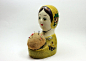 Rare Vintage Papier Mache Woman Pincushion and Bank - Made in Japan