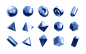 3D几何形状包球体立方体圆锥体十二面体八面体图形PSD素材PNG免扣