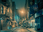 纽约中国城的夜，城市街景摄影