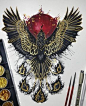 凤凰。 动物绘画中的神话与幻想。 点击图片，查看Jonna Hyttinen的更多作品。