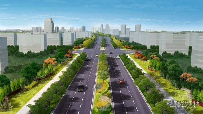 道路绿化效果图 - 安安图文-花瓣网