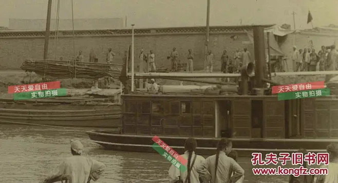清代李鸿章的官船抵达北京通州张家湾码头老照片，17.3X12.3厘米-花瓣网