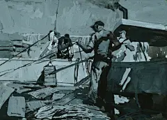 帖木儿 阿赫里耶夫（Timur Akhriev）1983年出生于俄罗斯，因政治动荡而人生经历丰富，笔下生活内容气息浓厚。色彩单纯而浓郁，笔触童真而粗狂，搭配构图，虽然往往颜色强烈，但总让人觉得有一股无力的忧郁和仿徨的不安，思绪就如生活平静的湖面升起的波澜。