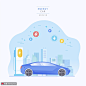 电力汽车自助充电桩新能源动力UI插画图片下载-优图网