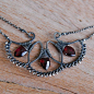 Garnet Fans Woven Necklace in Oxidized Sterling Silver Closeup: 