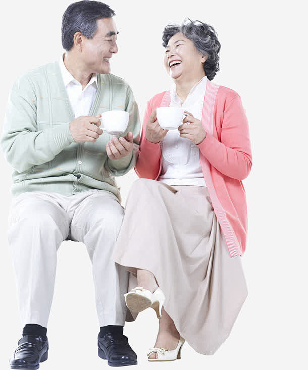 人物喝茶老人夫妻