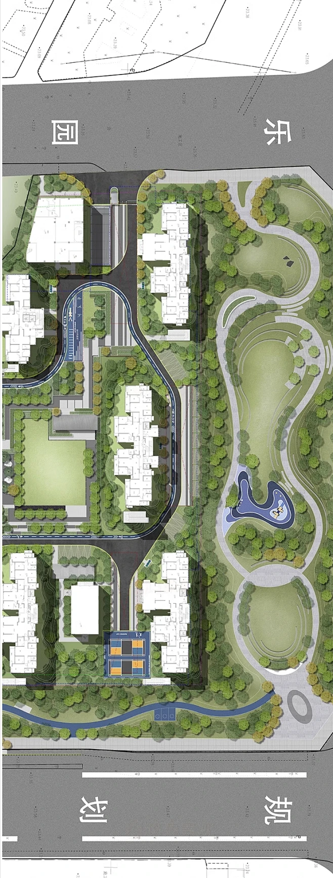 小区景观方案彩平ps素材住宅居住大区景观规划环形跑道psd彩平图-花瓣网