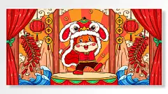 2023国潮兔年舞狮兔子鞭炮-图巨人