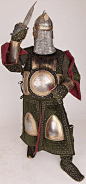 Indian chilta hazar masha (coat of a thousand nails), armored clothing made from layers of fabric faced with velvet and studded with numerous small brass nails, which were often gilded, and Ottoman style chichak helmet which was originally worn by cavalry