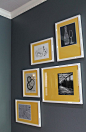 Gray Wall, Yellow and White Art Modern Interior Design #s2d | S Squared Design | Houston: 