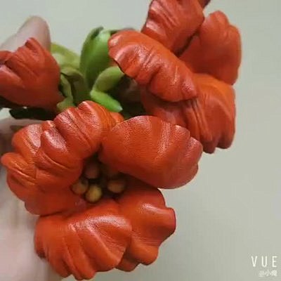 小俺原创纯牛皮手工凌霄花朵文艺国风包挂件...