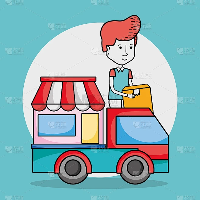 Delivery and courier cartoons素材-花瓣网