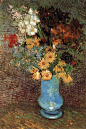 静物花卉油画欣赏：后印象派画家梵高作品《雏菊和海葵》
