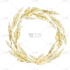水彩野生花圈。Pampas graas设计波西米亚和现代风格。羽毛花头羽毛的婚礼邀请和婴儿送礼会。
