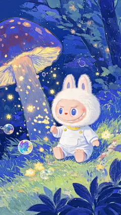 Labubu壁纸分享|蓝色星月夜下的TA - 小红书