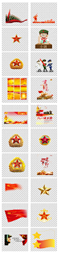 八一建军节中国国旗八一勋章卡通军人素材