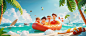 chuanhuishi_3D_cartoon_game_scene_there_is_an_inflatable_boat_o_c
