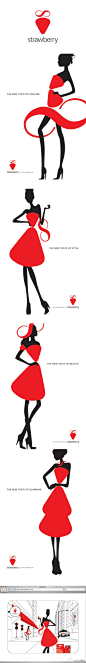 VI应用：【纽约的服装零售商STRAWBERRY STORES 品牌识别】STRAWBERRY STORES 是一个在纽约市的女装零售商。该项目是对草莓的企业形象重新设计方案。@北坤人素材