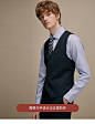 男士藏青色暗条纹羊毛西服套装西装商务职业上班正装新郎结婚礼服-tmall.com天猫