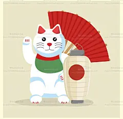 日系古风境外日本旅游日料招财猫富士山寿司和服插画矢量设计素材-淘宝网