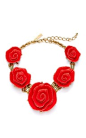 Red Resin Flower Link Neckalce by Oscar de la Renta Now Available on Moda Operandi
