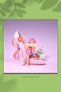 3D妇女节人物C4D模型PNG免抠元素-众图网