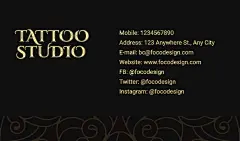 Tattoo Studio Contact Information Business Card