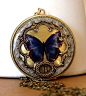 Wedding Locket / Personalized Photo Locket / Letter Initial / Bridal Jewelry / Bridesmaid Jewelry / Purple Butterfly Image Locket