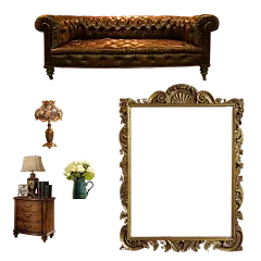 欧式画框 台灯 书柜 沙发 PNG