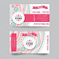 Business card template, blue, white and pink beauty fashion pattern vector design editable trible. Vector illustration for modern design. Beautiful ornate pattern