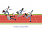  Business people running on red rubber track,vector illustration. Premium Vector