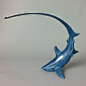 Bronze Lifelike Realistic Coloured Painted sculpture sculpture by sculptor Nicolas Pain titled: 'Thresher Shark (Small Blue Indoor statuette sculpture)'