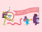 We're 8 years young! graphic character design birthday celebrations animals band marching texture drawing character illustration