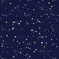 太空中有彗星、星座和恒星的无缝图案