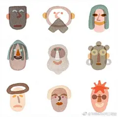 星品牌计划 Ilka Mészely 简约而有趣的小人物面孔插画设计 ​​​​